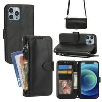 Dteck Wallet Phone Case Compatible for iPhone X,iPhone XS,with Crossbody Strap Credit Card Holder Slot Magnetic Flip Kickstand Luxury Leather Protective Cover,Black