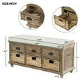 thumbnail image 3 of Noble House Removable linen blend cushion Rustic Storage Bench with 3 Drawers and 3 Rattan Baskets, Shoe Bench for Living Room, Entryway ,White Washed, 3 of 9