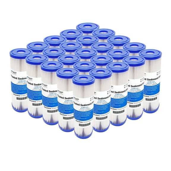 Pleated Polypropylene Water Filter Cartridge 2.5X10" 10 Micron 25 Pack