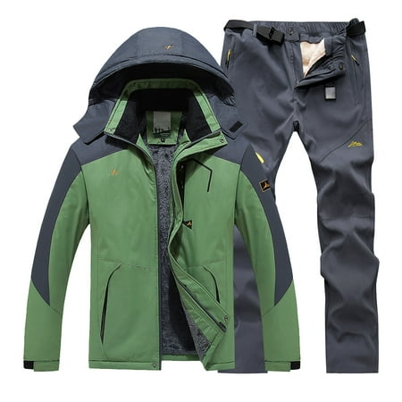 Landzoo One Male Ski Wear Winter Windproof Hooded Jacket And Pants Suitable For Casual Outdoor Ski Wear Handsome Cozy Men s Suits