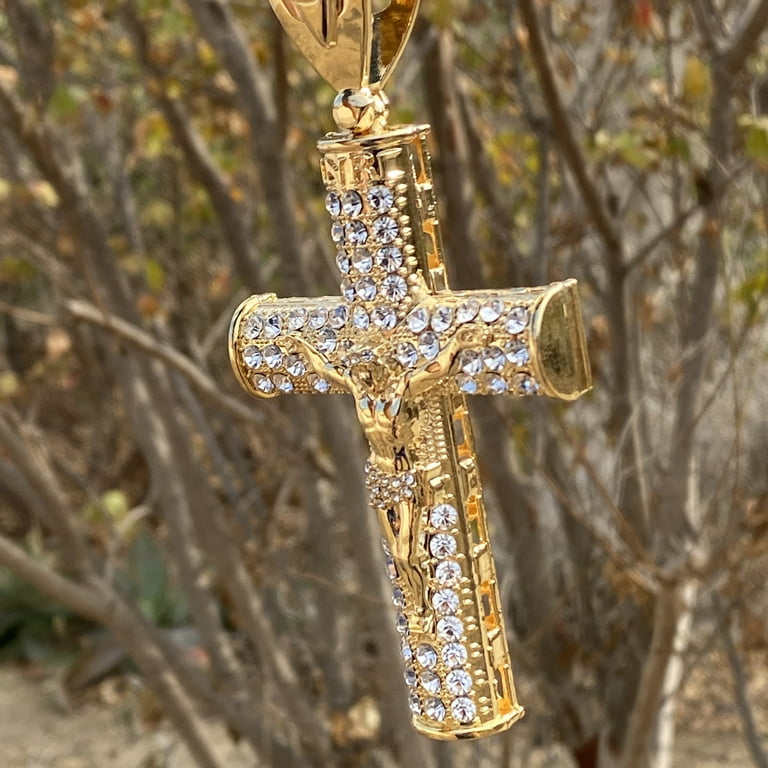 18K Real Gold Plated Diamond Cross Necklace