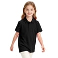 thumbnail image 6 of Girls Collared School Uniform Polo Shirts Kid Short Sleeve Pique Polo Shirt,Black 150, 6 of 8