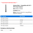 thumbnail image 2 of Antenna Mast - Compatible with 2017 - 2018 Jeep Compass, 2 of 2