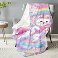 thumbnail image 2 of 1pc a Blanket Featuring Two Unicorns with a Rainbow Design. These Soft And Cozy Flannel Blankets Are Perfect for Travel, Camping, Or Use on a Sofa, in The Living Room, on a Couch, Chair, 2 of 8
