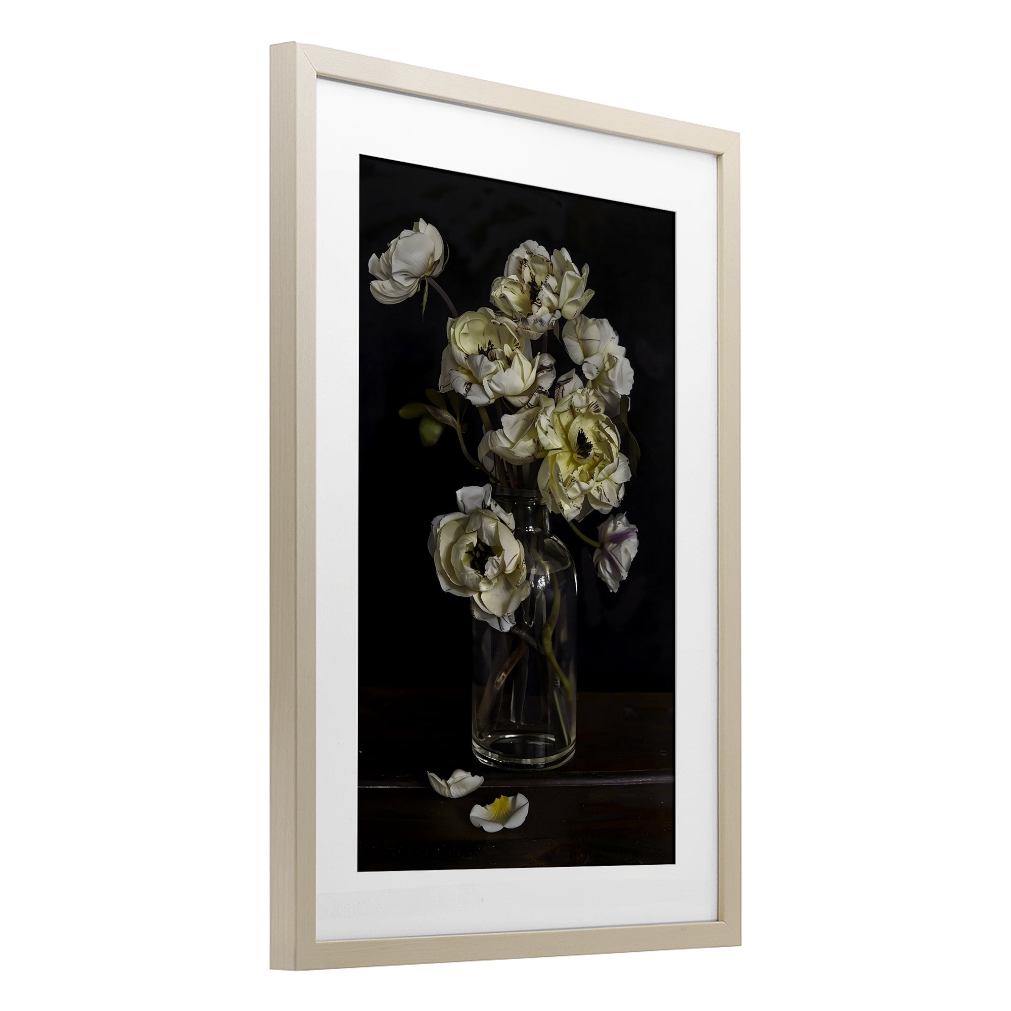 Stupell Industries Elegant Arrangement of Cream Blossoms Birch Framed Print Under Glass, design by Creative Studio