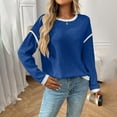 thumbnail image 3 of Tops for Women Ndbuld Sweatshirts for Women Crewneck Casual Long Sleeve Shirts Tunic Tops,Dark Blue,XL, 3 of 4