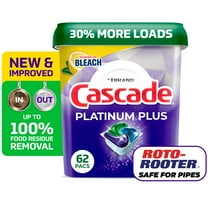 Cascade Platinum Plus Dishwasher Pods, Dishwasher Detergent, Dish Detergent Soap, Lemon, 62 Count