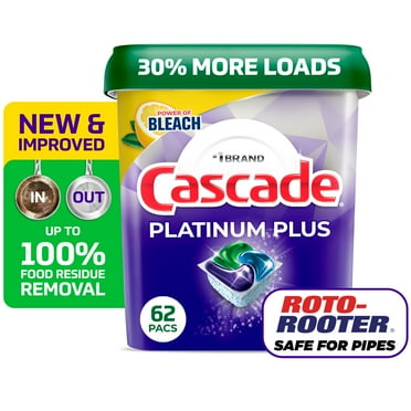 Cascade Platinum Plus Dishwasher Pods, Dishwasher Detergent, Dish Detergent Soap, Lemon, 62 Count