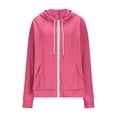 thumbnail image 3 of Womens Full Zip Hoodies, Fall Coats for Women Fashion Loose Fit Solid Color Long Sleeve Pullover Sweatshirts with Pockets, 3 of 6
