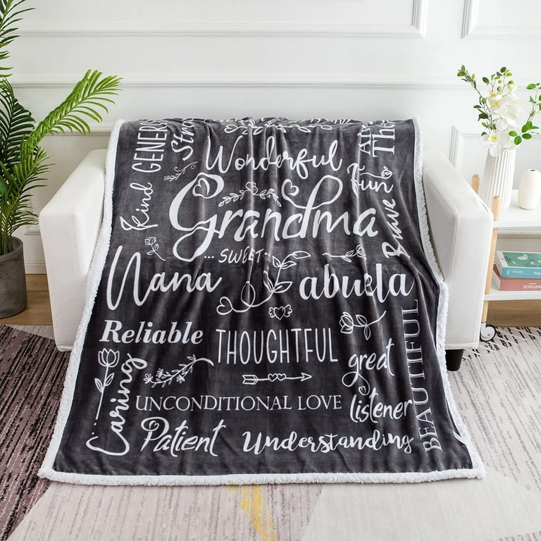 Flannel Blanket for Grandma Grey Throw Blankets Personalised Gifts for Grandma Machine Washable Super Soft Cosy Grandma Blanket Birthday