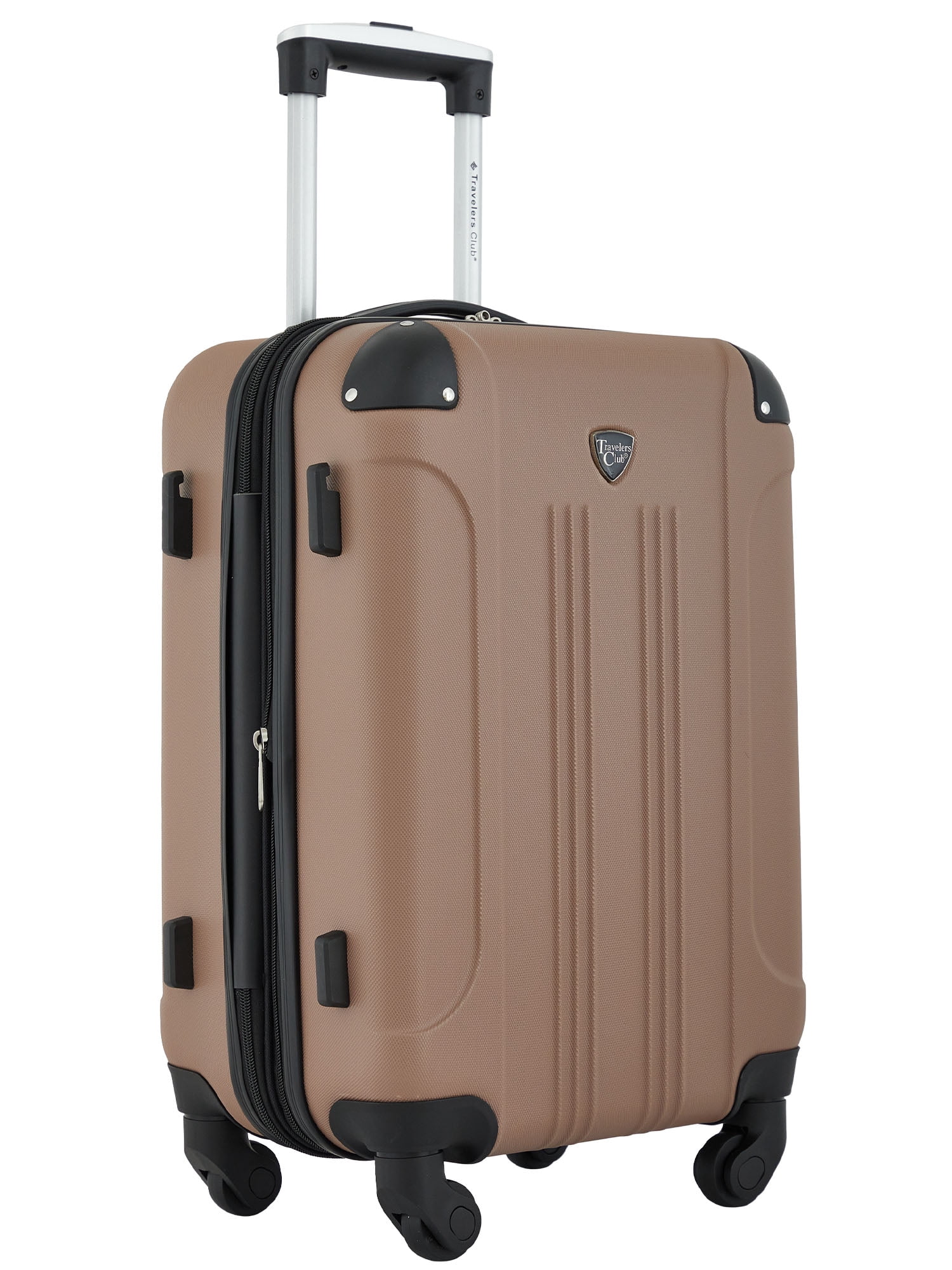 Travelers Club 20" Expandable Rolling Hard Side Carry-on Luggage, Mocha Brown