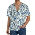 thumbnail image 7 of Lsque Vintage Floral Birds print Men's Cuban Collar Short Sleeve Shirt Summer Beachwear Casual Button Down Fashionable Vacation Leisure Shirt-3X-Large, 7 of 7