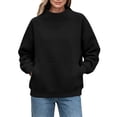 thumbnail image 3 of Oversized Sweatshirt for Women Zaewscy Women's Fashion Winter Sporty Solid Color Pocket Crewneck Loose Sweatshirt Black XXL, 3 of 9