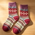 thumbnail image 6 of FAIOROI Socks for Women Vintage Fair Isle Crew Sock Warm Thick Winter Soft Cozy Printed, 6 of 6