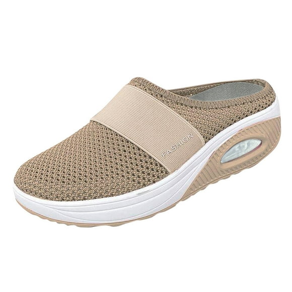 Air Cushion Walking Sliipers Open Back Wedge Heel Casual Mules Sneaker with Arch Support