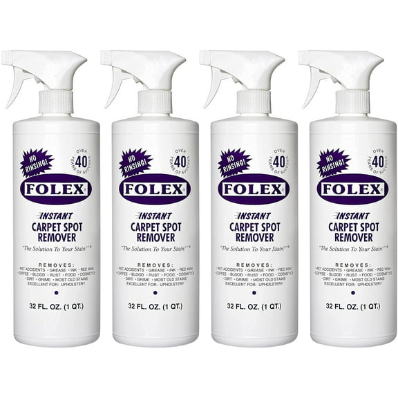 4 Pack Folex Instant Carpet Spot Remover Carpet Cleaner - 32 oz - Removes Pet Accidents, Grease, Red Wine and More