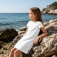 thumbnail image 5 of Grblisyd Dresses for Girls Kids Casual Crewneck Loose Short Sleeve Dress Solid Color Midi Dress 10-12 Years, 5 of 6