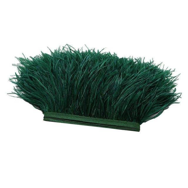 1 Yard Plume d'Autruche Teinte Frange Bordure Décoration de Mariage Fête Ruban Embellissement Vert Foncé