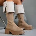 thumbnail image 6 of Lovzfmll Knee High Boots Women, Boots High Heel Warm, Mid Heel Round Toe Winter Snow Chunky Boots Casual Khaki Boots, 6 of 9
