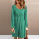 thumbnail image 2 of Vestido de cintura de manga larga con botones y cuello en U sexy de otoño informal para mujer Fridja  yut5768, 2 of 8