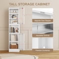 thumbnail image 6 of Metal Bathroom Storage Cabinet, 67" Tall Narrow Freestanding Floor Cabinet with Adjustable Shelves and Open Compartment, Slim Metal Locker for Laundry, Kitchen, Dining Room (White-Glass, 67"H), 6 of 7