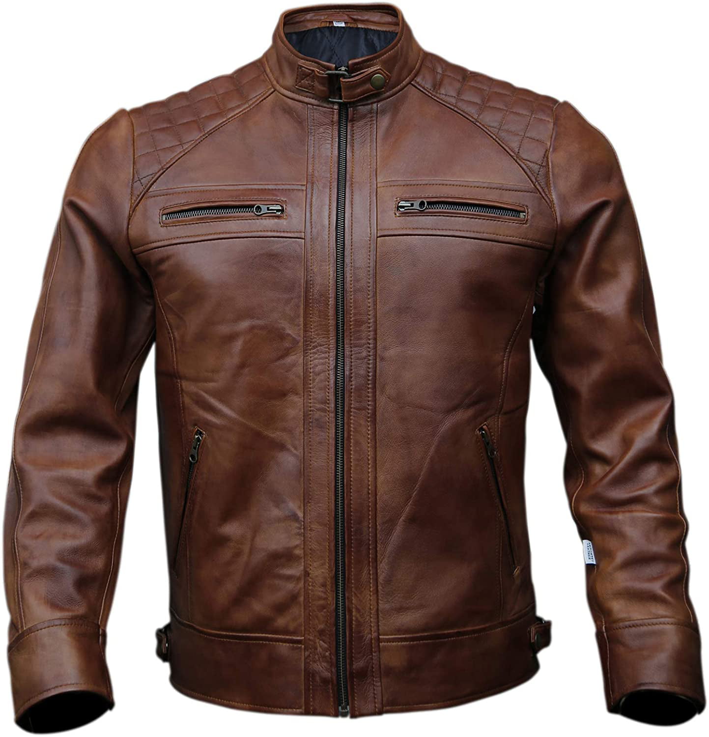 Outfit Craze Men Waxed Brown Biker Vintage Retro Real Leather Jacket ...