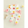 thumbnail image 4 of Bagilaanoe 2Pcs Newborn Baby Girl Long Pants Set Flower Print Long Sleeve Ruffle Sweatshirt Pullover Tops+ Trousers 6M 12M 18M 24M Infant Fall Casual Sweatsuit, 4 of 9