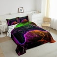 thumbnail image 3 of Ensemble de Literie Gaming - Ensemble de Literie Gamer pour Garçons, Design Éclair Coloré Rouge Vert Violet Décoration de Chambre Gamer pour Garçons, 3 of 5