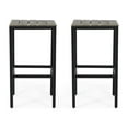 thumbnail image 2 of CoSoTower Outdoor Industrial Acacia Wood Bar Stools, Set of 2, Gray Finish, Black, 2 of 9