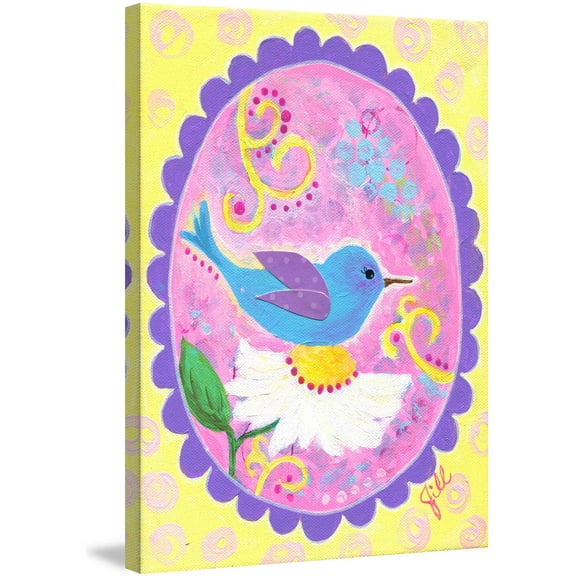 Marmont Hill "Blue Hummingbird" by Jill Lambert Painting Print on Wrapped Canvas