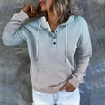 thumbnail image 2 of Cmfcve Women's Fall Athletic Pullover Hooded Jacket Gradient Color Button Up Casual Sweatshirt Blouse Long Sleeve Drawstring Track Henly Tops, 2 of 5