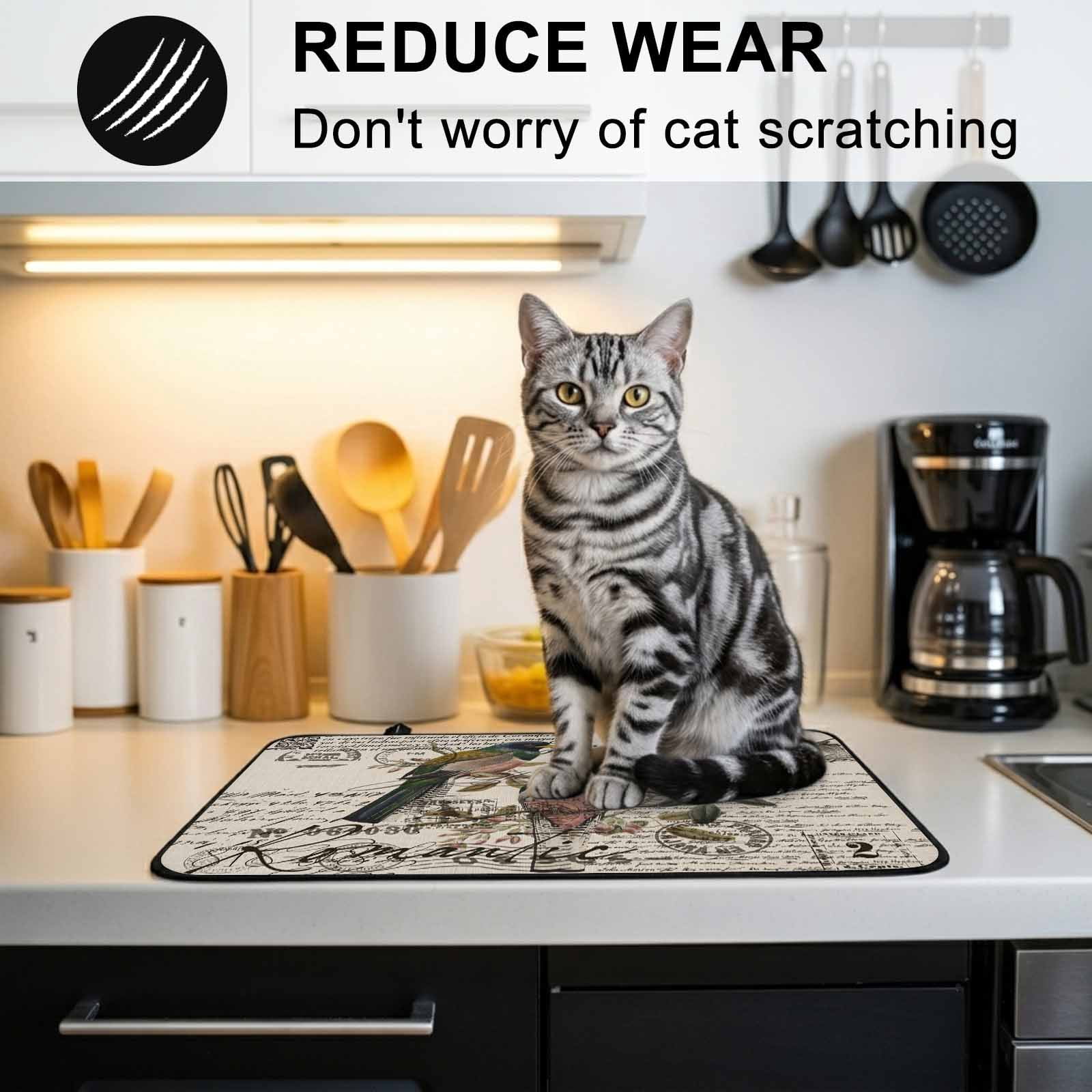 Vintage Birds Stove Top Cover for Electric Stove, Heat-proof & Non Slip Glass Top Stove Cover Protector, Country Envelope Postmark Farmhouse Botancial Kitchen Flat Cooktop Rubber Mat 36x21 Inches