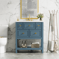 thumbnail image 3 of Miekor Furniture 30" Bathroom Vanity with Ceramic Sink Combo, Free Standing Single Vanity Set with 5 Drawers, Solid Wood Frame Bathroom Storage Cabinet 57679, 3 of 12