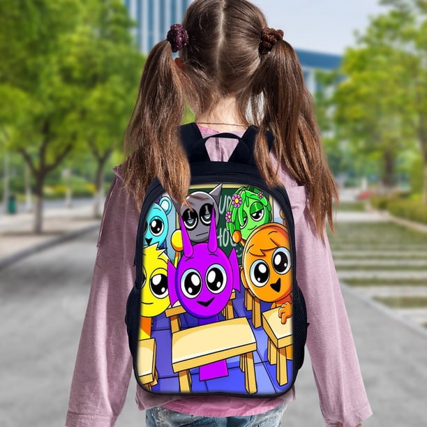 Mochilas Sprunki para niñas Mochila de dibujos animados Mochila informal con doble correa Mochila personalizada ligera de gran capacidad