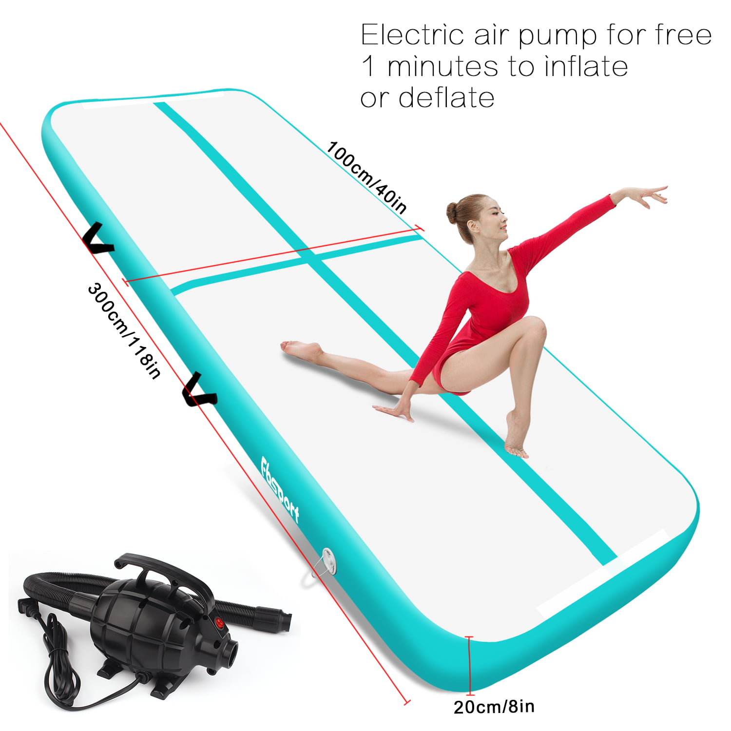 VEVOR Mat Inflatable Air Tumbling Track Cheer avec pompe Tapis Gymnastique