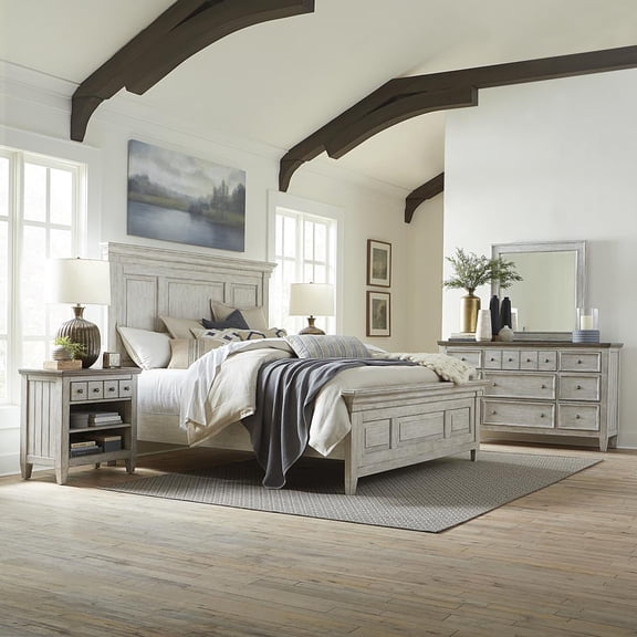 Liberty Heartland Queen Panel Bed, Dresser & Mirror, N/S