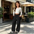 thumbnail image 5 of Wide Leg Sweatpants for Girls Baggy Straight Sweat Pants School Running Casual Elastic Waist Joggers Trousers Teen Kids Trendy Pull on Sweatsuits Bottom, 5 of 6