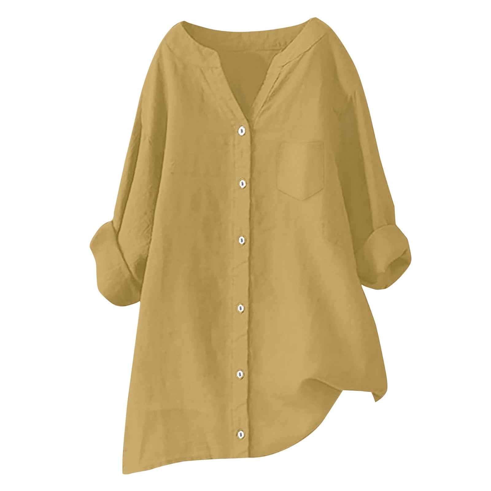 Linen Shirt For Women Breathable Tops Loose Crewneck Tops Womens