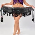 thumbnail image 6 of Felirenzacia Women's Triangular Belly Dancing Hip Scarf Wrap Skirt with Gold Coins, Black,Free Size, 6 of 6