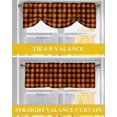 thumbnail image 6 of Black Orange Retro Plaid Tie Up Valances Curtain, Adjustable Kitchen Pastoral Plaid Vintage Style Valances for Windows Decor, Rod Pocket Short Curtains Set for Bedroom/Bathroom, 42"x12", 6 of 8