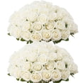 thumbnail image 1 of 50 unidades de rosas artificiales Jefuzh, flores sintéticas de seda blanca, 1 of 7
