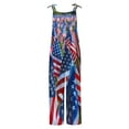 thumbnail image 3 of DDAPJ pyju Women Linen Overalls 4th of July Patriotic Rompers USA Flag Print Wide Leg Jumpsuit with Pockets Todays Sales Blue M, 3 of 5