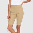 thumbnail image 2 of Women's Soft Solid Elastic Waist Casual Short Pants, Comfy Travel Shorts with Functional Pockets, Lightweight Polyester Blend for Walking, Running Errands, Sightseeing, | TruBelle,Khaki S, 2 of 7