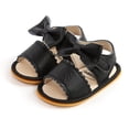 thumbnail image 5 of Zwiiyzr Unisex Baby First Walking Shoes 0-18 Months Infant Slingback Sandals Flats Boys Girls Bow Soft Non-Slip Rubber Sole Summer Flat Walking Shoes Black, 5 of 9