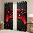 thumbnail image 2 of Manfei Gamepad Curtains and Drapes (52x63),Modern Geometric Honeycomb Blackout Curtains for Bedroom,Neon Red Black Curtains Pack of 2 (52x63) For Boys Kids,Super Cozy Bedroom Decor, 2 of 6
