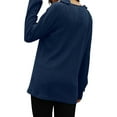 thumbnail image 3 of HUBERY Women Ruffle Trimmed Crew Neck Raglan Long Sleeve Solid Color Ribbed Top, 3 of 4