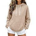 thumbnail image 2 of Jsaierl Women's Quarter Zip Hoodies Cute Solid Color Hooded Sweatshirt Lightweight Basic Pullover Cotton Jogging Long Sleeve Tops, 2 of 7