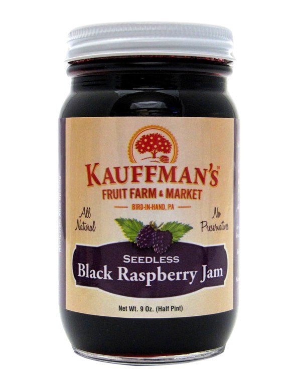 Kauffman Orchards Black Raspberry Fruit Spread, All Natural, No Granulated Sugar Added, 9 Oz. Pack of 6