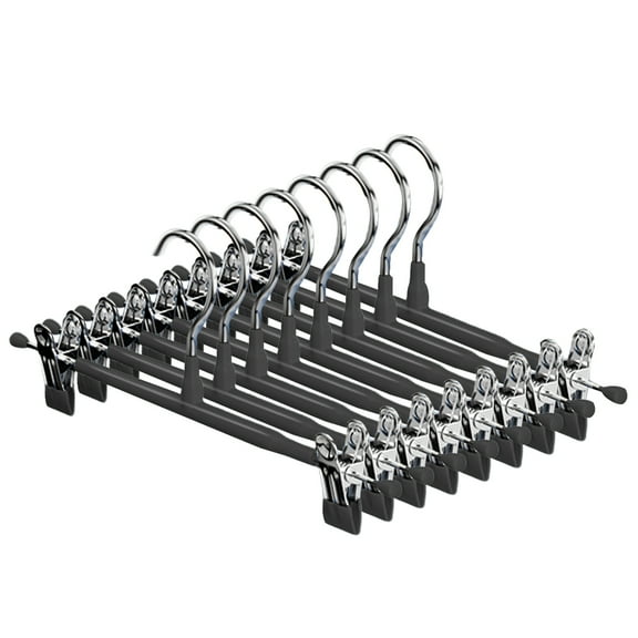 vnanda Clothes Organizer Rack 8pcs Trouser Hangers Adjustable Non-slip Space Saving with Rubber Coating Strong Chrome Clothes Hangers Pants Rack