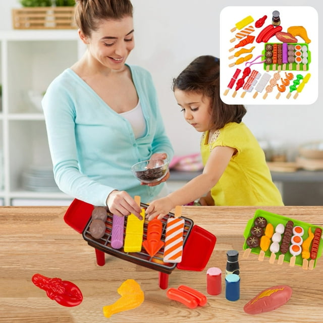 Xihbxyly En Venta Casa de Juegos para Niños, Juguetes para Barbacoa, Juego de Barbacoa, Cocina, Barbacoa, Kebab, Simulación de Comida, Brochetas a La Parrilla, Kebabs